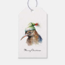 Niedliche Kiwi Bird in Christmas Elf Hat, Brauch Geschenkanhänger