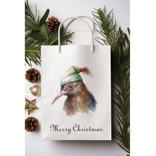 Niedliche Kiwi Bird in Christmas Elf Hat, Brauch Mittlere Geschenktüte (Von Creator hochgeladen)