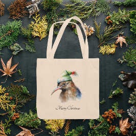 Niedliche Kiwi Bird in Christmas Elf Hat, Brauch Tragetasche