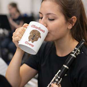 Niedliche Klarinetten-Crew Brauner Welpe Hund Kaffeetasse