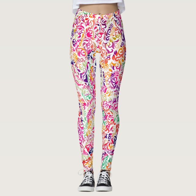 Niedliche klassische Blume Muster Leggings (Vorderseite)