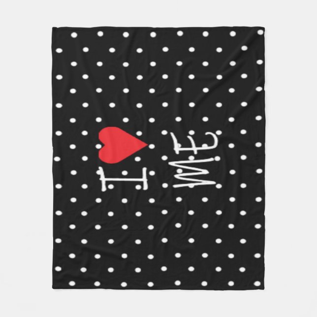 Niedliche klassische Schwarz-weiße Polka Dot Red H Fleecedecke (Vorderseite)