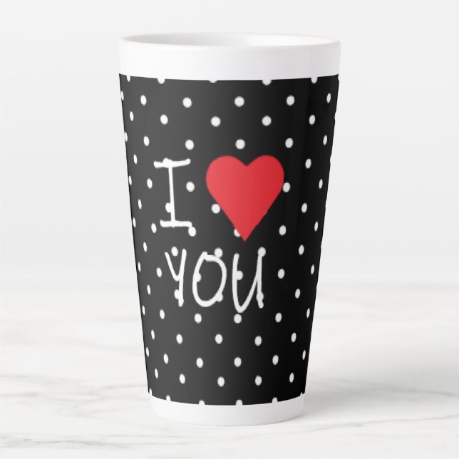 Niedliche klassische Schwarz-weiße Polka Dot Red H Milchtasse (Vorderseite)
