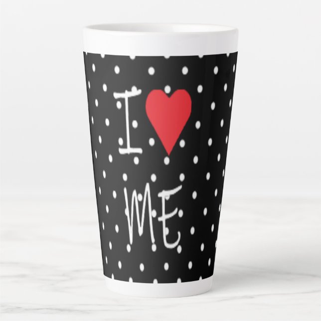 Niedliche klassische Schwarz-weiße Polka Dot Red H Milchtasse (Vorderseite)