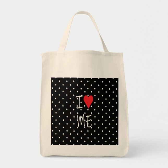 Niedliche klassische Schwarz-weiße Polka Dot Red H Tragetasche (Vorne)