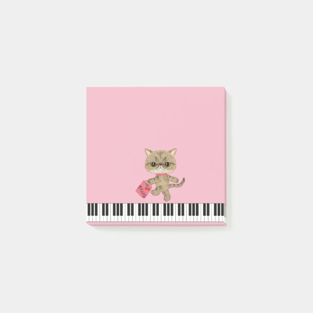 Niedliche Klavier-Katze Post-it Klebezettel (Vorderseite)