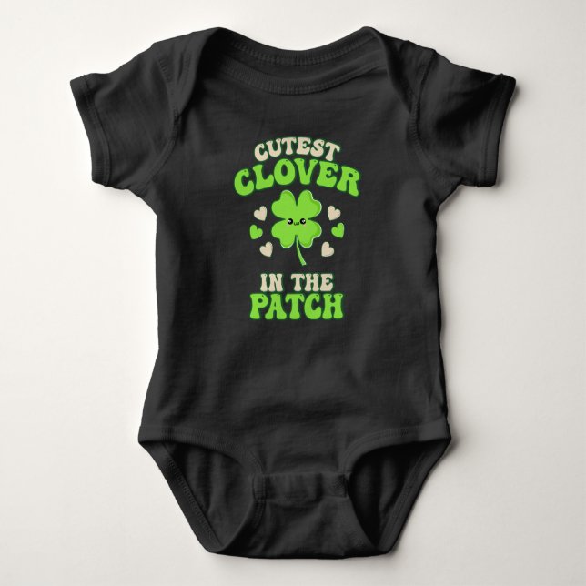 Niedliche Klee am Patch Saint Patrick's Day Baby Strampler (Vorderseite)