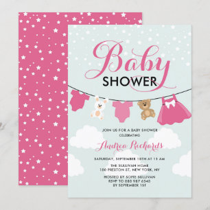 Niedliche Kleidung Rosa Es ist eine Girl Baby Dusc Einladung