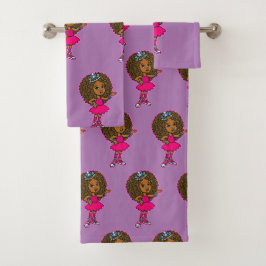 Niedliche kleine afrikanische amerikanische rosa badhandtuch set