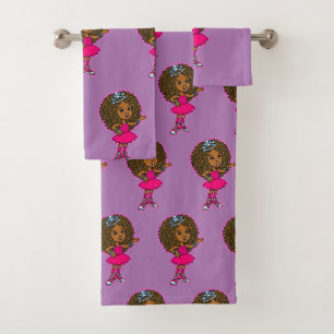 Niedliche kleine afrikanische amerikanische rosa badhandtuch set