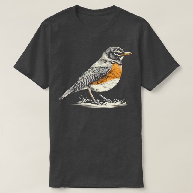 Niedliche kleine Amerikanische Robinvogeldarstellu T-Shirt (Design vorne)