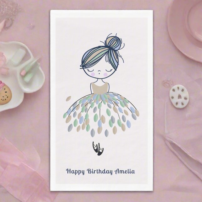 Niedliche kleine Ballerina Princess Geburtstagspar Serviette (Von Creator hochgeladen)