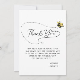 Niedliche Kleine Bee Baby Dusche Dankeskarte