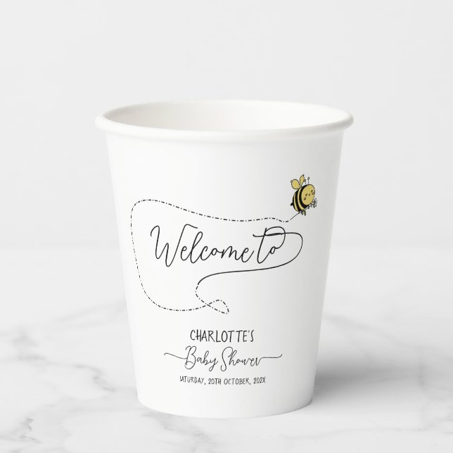 Niedliche Kleine Bee Baby Dusche Pappbecher (Vorderseite)