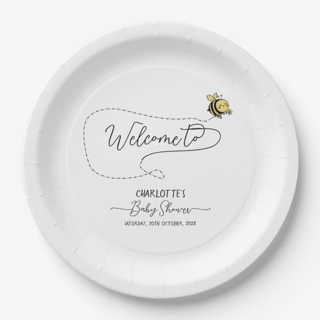 Niedliche Kleine Bee Baby Dusche Pappteller (Vorderseite)