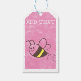 Niedliche Kleine Biene Flying Pink Aquarell Kinder Geschenkanhänger