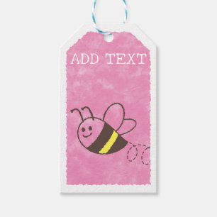 Niedliche Kleine Biene Flying Pink Aquarell Kinder Geschenkanhänger