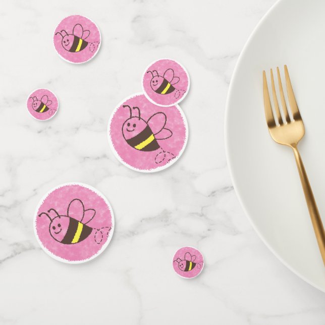 Niedliche Kleine Biene Flying Pink Aquarell Kinder Konfetti (Gruppe)