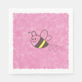 Niedliche Kleine Biene Flying Pink Aquarell Kinder Serviette