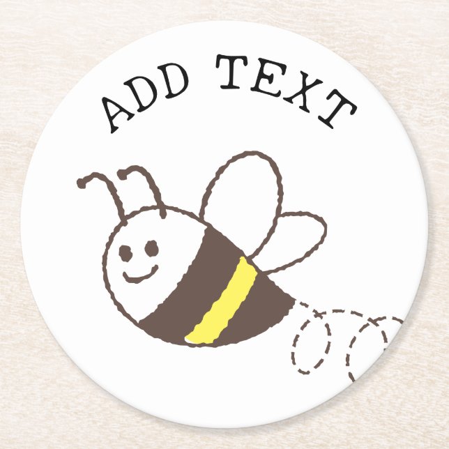 Niedliche Kleine Bienenfliegendusche Runder Pappuntersetzer (Vorderseite)