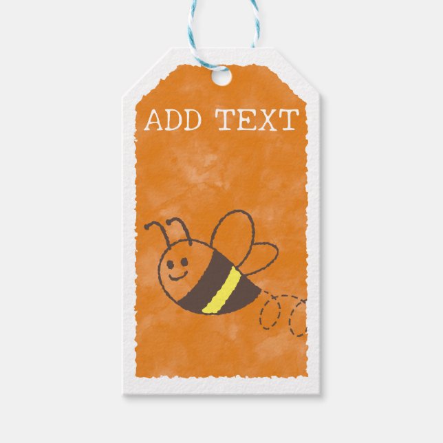 Niedliche Kleine Bienenflying Watercolor Babydusch Geschenkanhänger (Vorderseite)