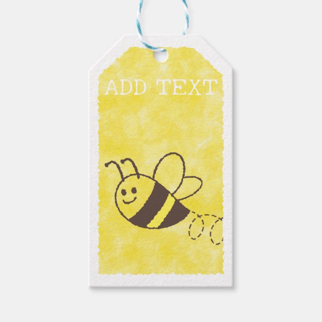 Niedliche Kleine Bienenflying Watercolor Babydusch Geschenkanhänger (Vorderseite)