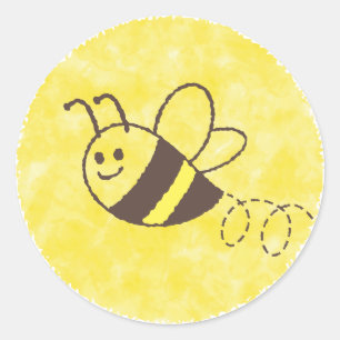 Niedliche Kleine Bienenflying Watercolor Babydusch Runder Aufkleber