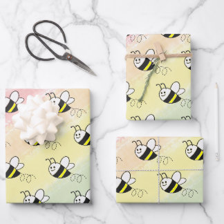 Niedliche Kleine Bienenmuster Wasserfarben Babydus Geschenkpapier Set