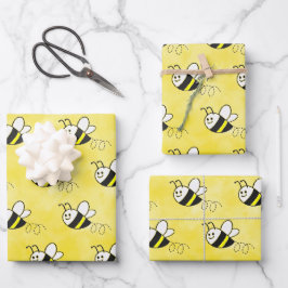 Niedliche Kleine Bienenmuster Wasserfarben Babydus Geschenkpapier Set