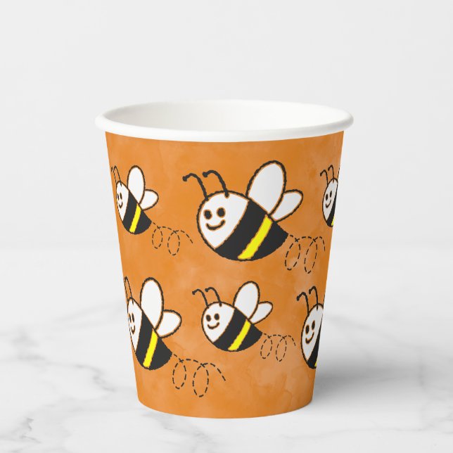Niedliche Kleine Bienenmuster Wasserfarben Babydus Pappbecher (Vorderseite)