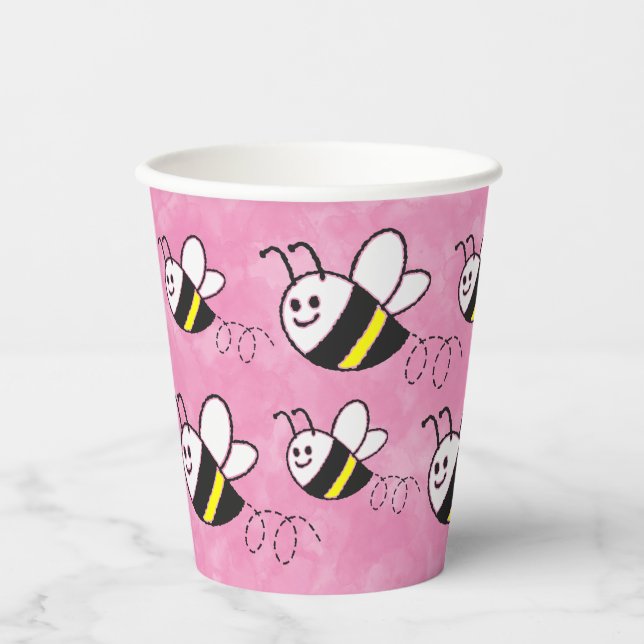 Niedliche Kleine Bienenmuster Wasserfarben Babydus Pappbecher (Vorderseite)