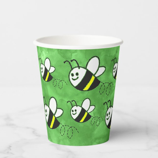 Niedliche Kleine Bienenmuster Wasserfarben Babydus Pappbecher (Vorderseite)
