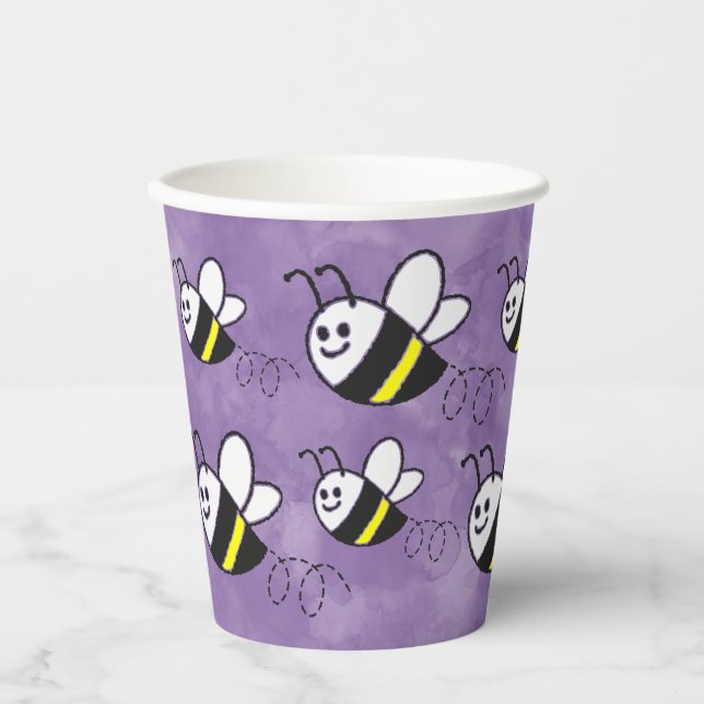 Niedliche Kleine Bienenmuster Wasserfarben Babydus Pappbecher (Vorderseite)