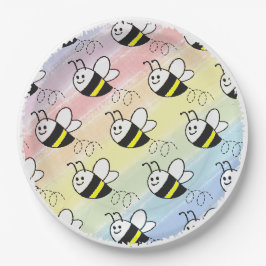 Niedliche Kleine Bienenmuster Wasserfarben Babydus Pappteller