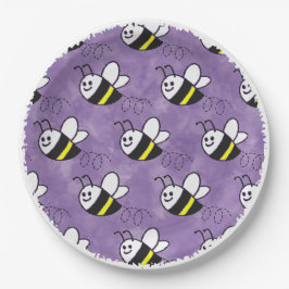 Niedliche Kleine Bienenmuster Wasserfarben Babydus Pappteller