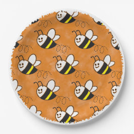 Niedliche Kleine Bienenmuster Wasserfarben Babydus Pappteller