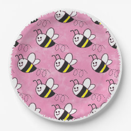 Niedliche Kleine Bienenmuster Wasserfarben Babydus Pappteller