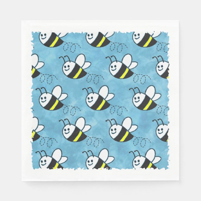 Niedliche Kleine Bienenmuster Wasserfarben Babydus Serviette (Vorderseite)