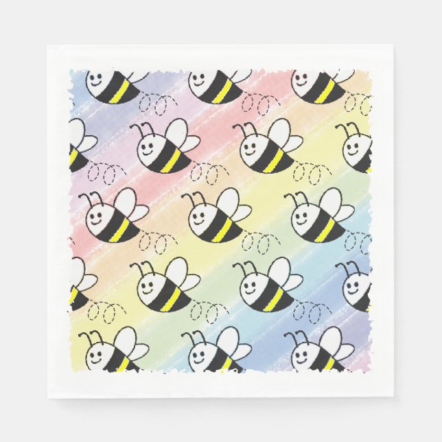 Niedliche Kleine Bienenmuster Wasserfarben Babydus Serviette (Vorderseite)