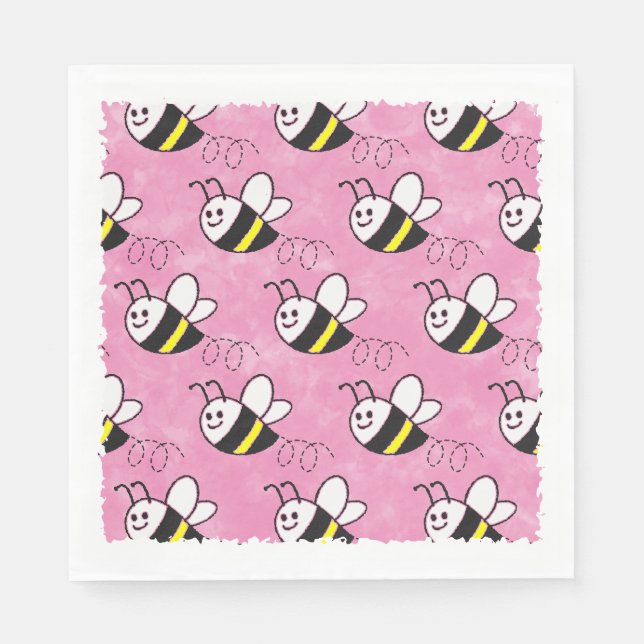 Niedliche Kleine Bienenmuster Wasserfarben Babydus Serviette (Vorderseite)