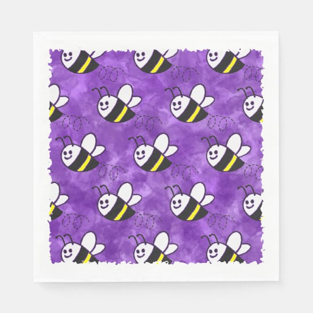 Niedliche Kleine Bienenmuster Wasserfarben Babydus Serviette (Vorderseite)