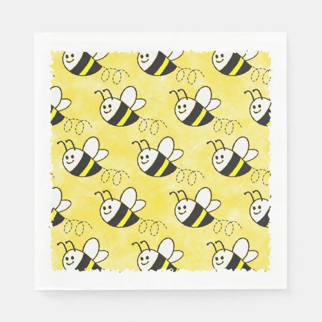 Niedliche Kleine Bienenmuster Wasserfarben Babydus Serviette (Vorderseite)