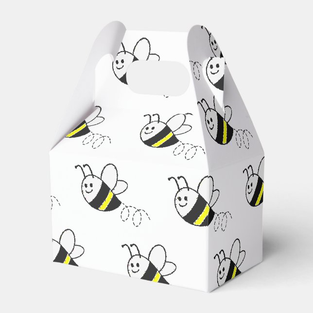 Niedliche Kleine Bienenmuster White Baby Dusche Geschenkschachtel (Vorderseite)