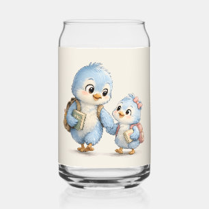 Niedliche kleine blaue Vogelschwestern Glas-Trinkg Dosenglas
