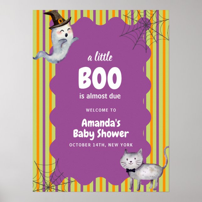 Niedliche Kleine Boo Ghost Cat Fall Baby Dusche Wi Poster (Vorne)