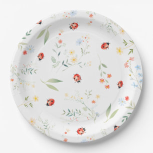 Niedliche kleine Bug Summer Floral Baby Dusche Pappteller