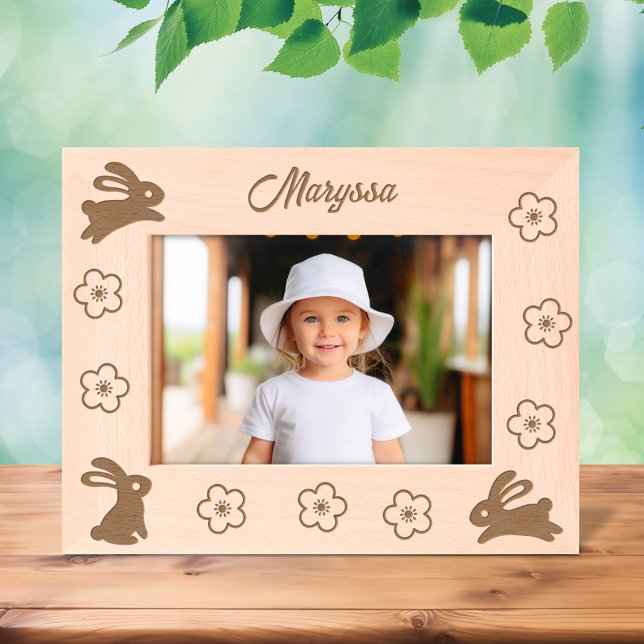 Niedliche kleine Bunnies und Blume 7x5 Geätzte Rahmen (Von Creator hochgeladen)