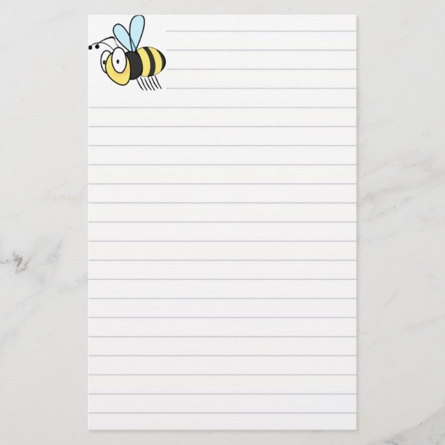 Niedliche kleine Cartoon-Hummel-Biene stationär Briefpapier (Vorderseite)