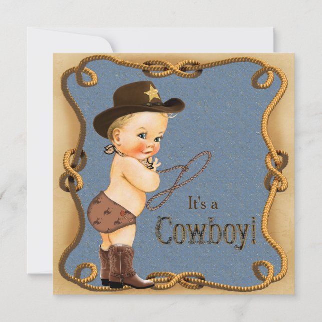 Niedliche kleine Cowboy-Babydusche Einladung (Vorderseite)