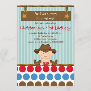 Niedliche kleine Cowboy-Geburtstags-Party Einladung